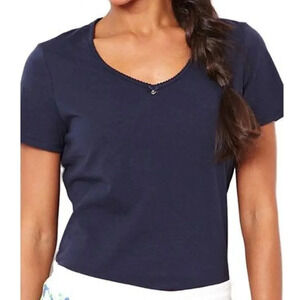 Nautica Sleepwear Knit Jersey V-Neck Tee SIZE SMALL Maritime Navy Blue NWT New w